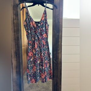 Angie Floral Twist Front Midi Dress Smocked Back Size Large